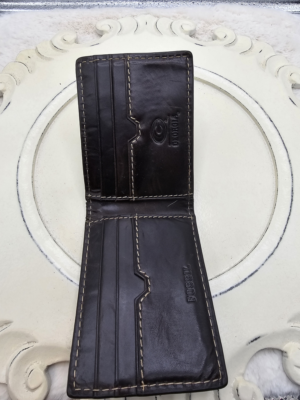 Fossil Men’s Dark Brown Leather Money Clip Wallet